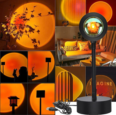 ASTOUND 5 in 1 Color Changing Sunset / Sun Light / Sunset Red / Rainbow Lamp Night Lamp(27 cm, Black)