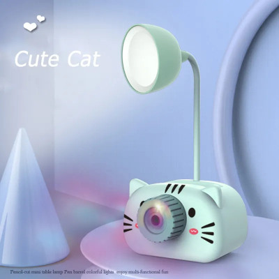 AKR Camera Shaped Rechargeable Table Lamp Night Lamp with Pencil Sharpener Pen Stand Night Lamp(20 cm, Blue)