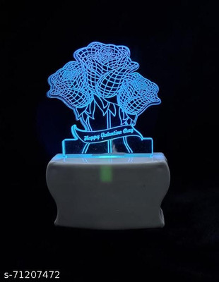 Shayona Happy Valentine Day Rose Plug-in Lamp | Multicolor 3D Romantic Rose Design Night Lamp(8 cm, Multicolor)
