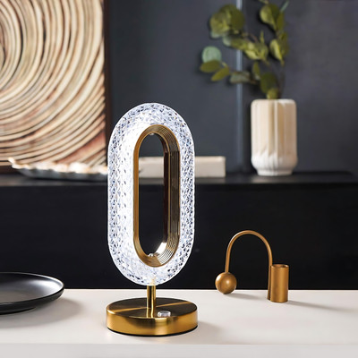virdi Crystal Lamp 3-Way Dimmable Touch Control Gold Diamond Nightstand Lamp Table Lamp(26 cm, White, Bedroom, Living Room, Party, For all Purpose)