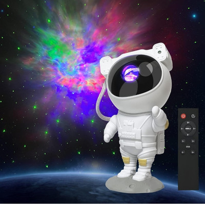 ravariya graphics Galaxy Night Light Astronaut Space Star Projector Nebula 360° Adjustable Head Night Lamp(22.5 cm, White)