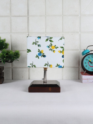 Devansh square Wood table lamp with Multicolor cotton Shade Night Lamp(30 cm, Multicolor)