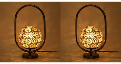 Somil Stylish Design Oval Shape Color Table Lamp With Decorative Glass Shade Table Lamp(34 cm, Multicolor)