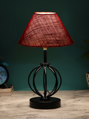 Devansh Maroon Jute Table Lamp With Iron Base Table Lamp(37.4 cm, Maroon)