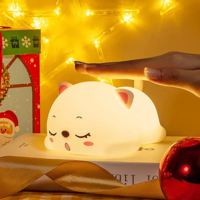 PARATE Cute Purring Cat Nursery Night Light for Kids Night Lamp(6 cm, Multicolor)