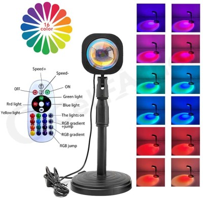 Omi Cart 16 Colors & 4Lighting Moods Sunset USB Projection Lamp, Colorful Atmosphere 360° Table Lamp(10 cm, Black)