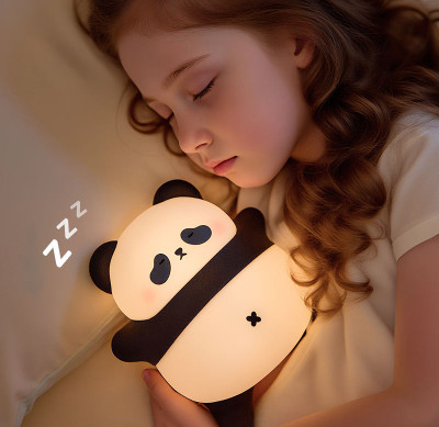 UNZAG Silicone Panda LED Lamp Snoring with White NoiseNight Light for Baby Room Night Lamp(12 cm, Warm White)