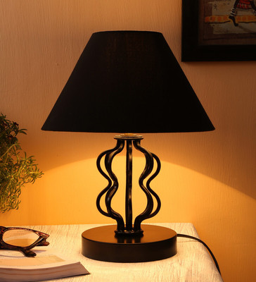 Devansh Black cotton table lamp with iron base Table Lamp(30.48 cm, Black)