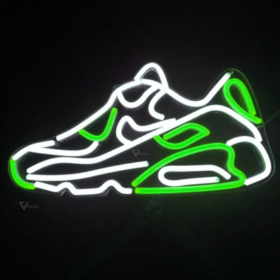VNDRA LED Shoe logo neon Sign for Business,with Multiple Flashing Mode Ideal for Shop Night Lamp(36 cm, Green)