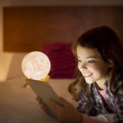 GAJERALIFESTYLE 3D USB Rechargeable Moon Lamp Color Night Lamp(7 cm, Multicolor)