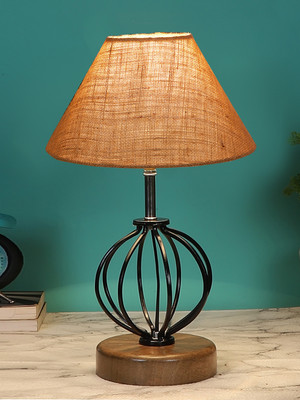 Devansh Beige Jute Table Lamp With Wood & Iron Base Table Lamp(37.4 cm, Beige)