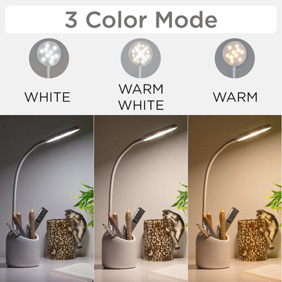 Wengonvila 3 Colour Mode LED Study/Table/Desk Lamp with Pen Holder LED Touch Study Lamp(39 cm, White Color, Pack of: 1, Plastic)