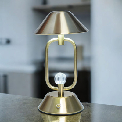 MYHEART LED Table Lamp 3 Level Brightness Touch Control Rechargeable Night Light Table Lamp(23 cm, Gold)