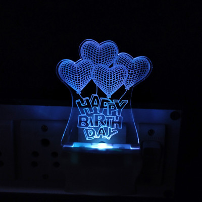Shayona 'Happy Birthday' 3D Illusion Night Lamp, 7 Color Changing for Room light Night Lamp(13 cm, Multicolor)