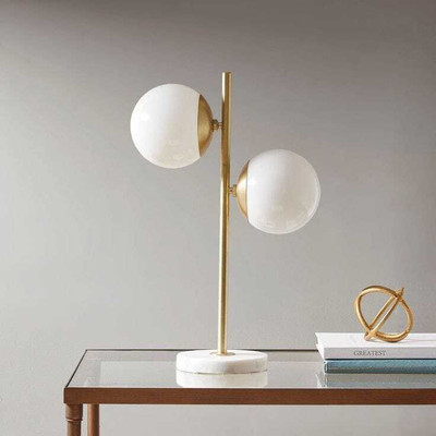 M K Bharti Modern Marble Base Table Lamp with Shade – Gold Accent, Warm White Lighting Table Lamp(50 cm, Warm White)