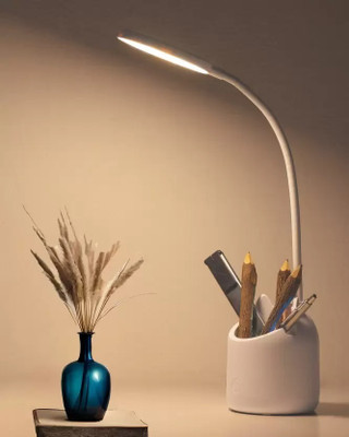 OneWish 3 Colour Mode Rechargeable, LED Table Lamp with Pen Holden for Home Study Lamp(35 cm, White)