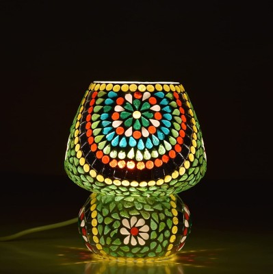Ionic Glass Green Modern Table Lamps Home Decor Glass Home Decor Mosaic Table Lamps Table Lamp(18 cm, Multicolor)