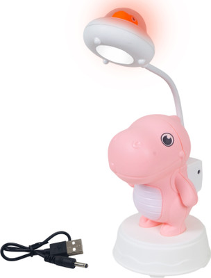 WISHKEY Dino Theme 2-in-1 LED Desk Lamp with Base Stand, Pencil Sharpener, 3 Light Modes Study Lamp(16 cm, Pink)