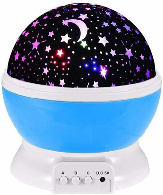 Domadiya Romantic Sky Star Master Night Light Projector Children Kids Baby Sleep Lighting USB Lamp Led Projection Plastic Glass Rotating 4 Mode Multicolor Night Lamp(13 cm, Multicolor)