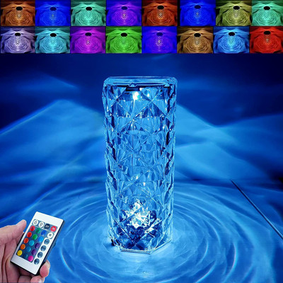 Divyam 16 Color Changing Rose Crystal Diamond Table Night Light with Remote Control Night Lamp(9 cm, Multicolor)