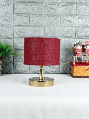 Devansh Metal table lamp with Maroon Jute Shade Night Lamp(30 cm, Mahroon)