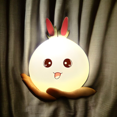 Amoonk Silicon Bunny Lamp 7-Color Changing Lamp Cute Rabbit Night Light for Kids Night Lamp(8 cm, White)