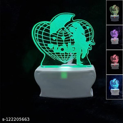 Shayona LOVE Couple Acrylic LED Plug-in Night Lamp | Romantic Multicolor Wall Socket Night Lamp(8 cm, Multicolor)