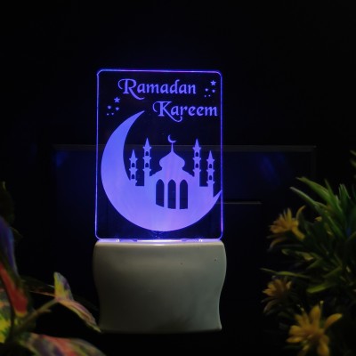 Gadgets World RAMADAN KAREEM Acrylic 3D Illusion RGB 7 Colour Changing LED Plug n Play Night Lamp(7 cm, n4SD0145A-RAMADAN KAREEM)