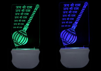 A.N. GLASS INTERNATIONAL The Lord Ram 3D illusion Led Night Lamp comes with 7 Multicolor (Pack of 2) Night Lamp(12 cm, Multicolor)