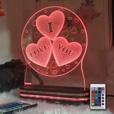varna crafts Lampees LUV Hearts 3D Illusion Led Night Lamp(23 cm, Multicolor)