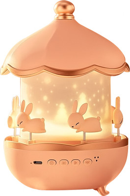 Riyotrades Rotating Bunny Night Light with Music & LED Projection – USB Rechargeable Night Lamp(20 cm, Multicolor)