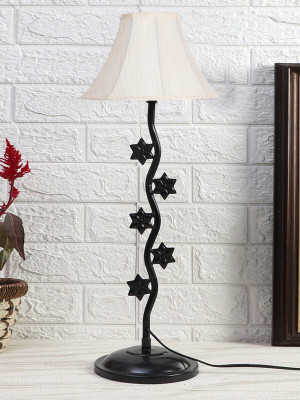 Devansh off-white cotton Zig Zag Star table lamp with Iron Base Table Lamp(61.468 cm, Multicolor)
