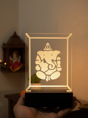 shayu Ganesha 3D Illusion LED Lamp Night Lamp(15 cm, Yellow)