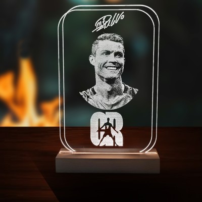 UNIQUE MINIATURE Cristiano Ronaldo Engraved Acrylic Bed Lamp Night Lamp(22 cm, Transparent Acrylic)