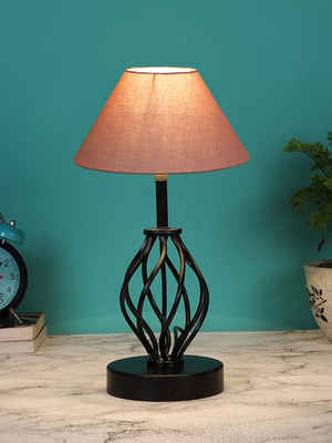 Devansh Grey Cotton Table Lamp With Iron Base Table Lamp(37.4 cm, Grey)