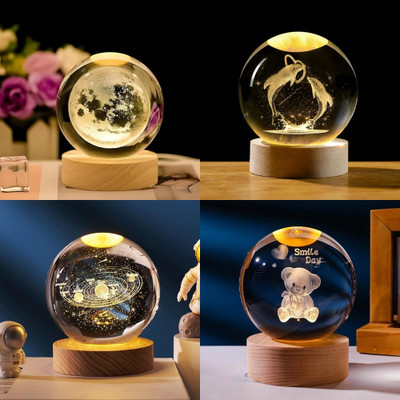 VASHISHTH Decorative Night Light Gift Crystal Diamond Lamp Table Lamp(7.5 cm, Warm White)