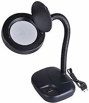 GoodsBazaar Light-Weight Portable Tabletop Gooseneck LED Magnifying Lamp Magnifier Desk Table Lamp(34 cm, Black)