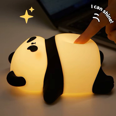 UNZAG Silicone Panda LED Lamp Snoring with White NoiseNight Light for_Baby Room Bedsid Night Lamp(8.7 cm, Warm White)