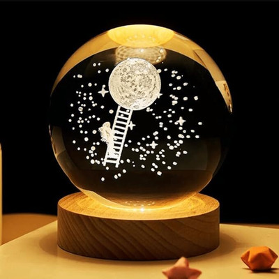 Aipom 3D Crystal Ball Night Lamp Night Lamp(9 cm, Gold)