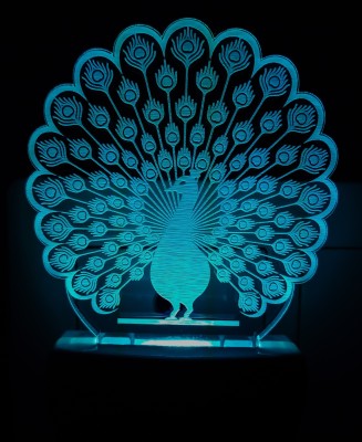 AJANTA Peacock Code:2057 3d Night Lamp(20 cm, Multicolor)