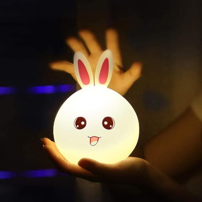 KD SAPRA Silicone Open Eye Bunny Touch Lamp Night Lamp(17 cm, Yellow)