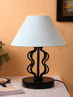 Devansh Grey cotton Shade Iron Table Lamp Table Lamp(30.48 cm, Grey)