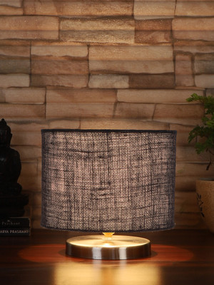 Devansh Blue Jute Table Lamp With Steel Base For Bedroom, Living Room Table Lamp(17.78 cm, Blue)