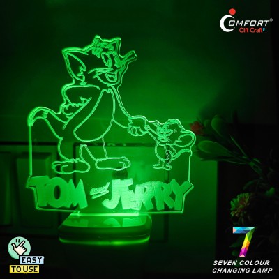 CLI Tom And Jerry Light 3D Illusion Led Light Night Lamp Table Lamp Table Light Bulb Night Lamp(10 cm, Multicolor)