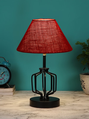 Devansh Maroon Jute Table Lamp With Iron Base Table Lamp(37.4 cm, Maroon)