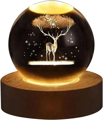 Tonis Deer Crystal Ball 8 cm Night Lamp(8 cm, Deer)