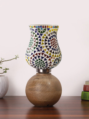 Devansh New Design Glass table lamp with wooden base Table Lamp(30 cm, MULTICOLOR 3)