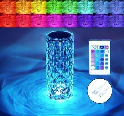 U UZAN jyoti agency Aesthetic 16 LED Color Changing Rechargeable Touch Lamp Crystal Ni Table Lamp(5 cm, Multicolor)