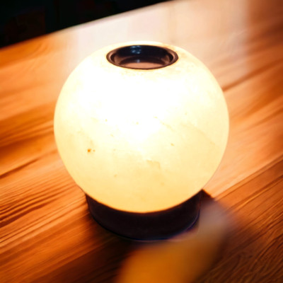 GLOBAL AROMA Globe shape Himalayan Salt Lamp + Aroma Diffuser Table Lamp(14 cm, Natural, Orange)