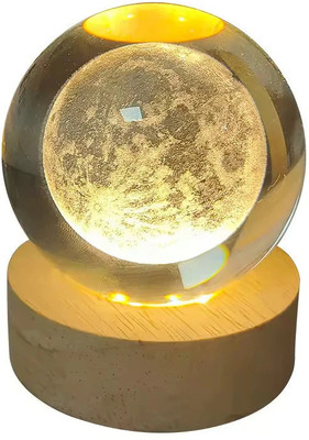 FIVANIO 1723D CRYSTAL BALL NIGHT (MOON)-200 H72 Night Lamp(22 cm, Multicolor)
